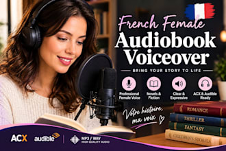 be your audio narrator novel voiceover acx audiobook french female voiceover