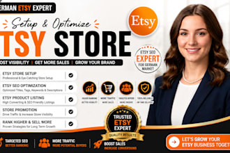 setup german etsy store,optimize etsy seo, etsy product listing, store promotion