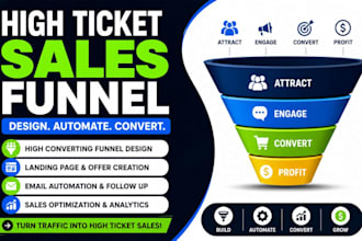 build a high ticket sales funnel landing page and email automation and marketing