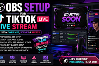 setup obs for tiktok live stream with custom overlays, scenes and alerts