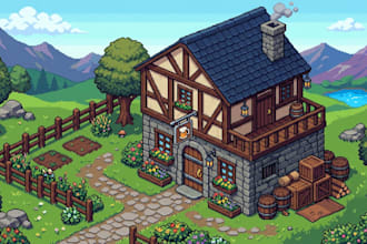 create retro pixel art rpg assets, characters, sprites, tilesets, isometric art