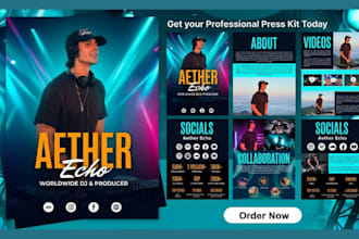 design artist epk, electronic press kit one sheet speaker kit author media kit