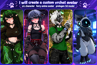 create a custom vrchat avatar vrc character furry anime avatar protogen 3d model