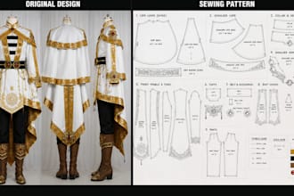 create a custom cosplay sewing pattern and fabric cloth from your reference