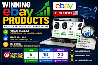 do ebay product research, winning product hunting and SEO listing