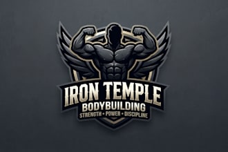 design a powerful bodybuilding logo