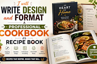 write design and format professional cookbook or recipe book