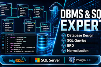 design databases, write sql queries, joins and stored procedures