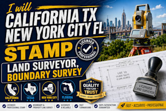 california tx new york city pennsylvania stamp land surveyor, boundary survey
