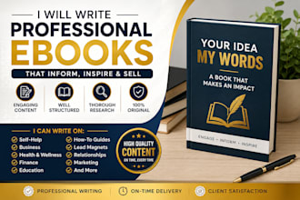 write a professional ebook, book, and ebook ghostwriting for you