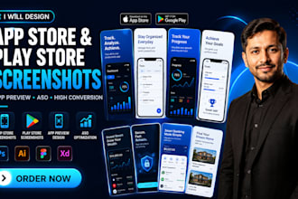 design app store screenshots, play store screenshots, app preview and aso