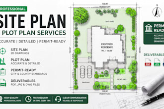 draw a professional 2d site plan, plot plan and property plan