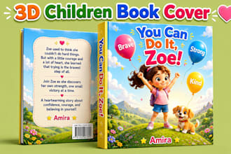 illustrate custom 3d children storybook cover