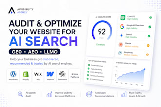 advanced monthly GEO, aeo, llmo, ai seo optimization for shopify or wix website