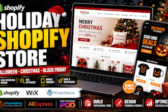 build shopify halloween christmas online holiday seo pod black friday store