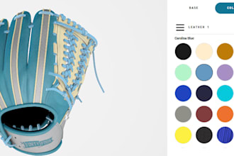 customize and configure 2d 3d watch baseball glove on shopify, kickflip, zakeke