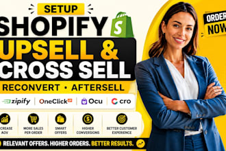 setup shopify upsell cross sell reconvert aftersell zipify oneclickup ocu cro