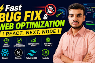 fix react next or node website bugs and performance issues