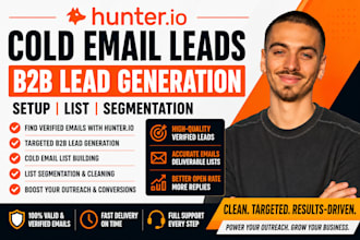 setup hunter io cold email leads b2b saas lead generation email iist building