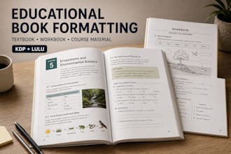 typeset educational textbook workbook and course material, lulu, KDP formatting