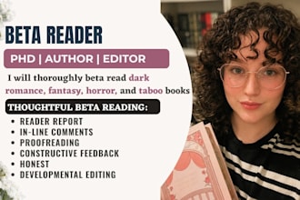 thoroughly beta read dark romance, fantasy, horror, and taboo books