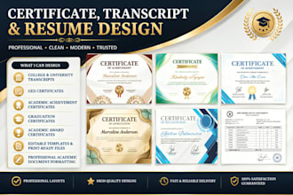 professional design of college, university, and ged transcripts and certificates