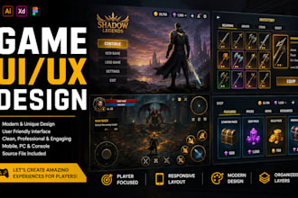 design sleek, responsive game ui ux for mobile, pc and console