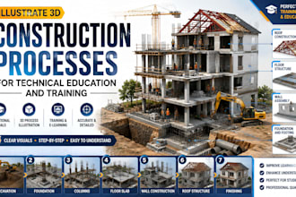illustrate 3d construction processes for technical education and training