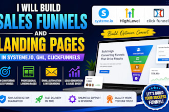 build sales funnels and landing pages in systemeio ghl clickfunnels