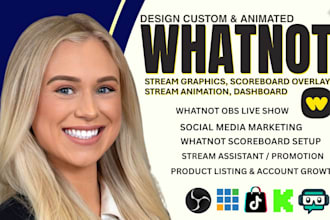 setup whatnot live stream overlay, card breaks, obs studio setup, twitch overlay