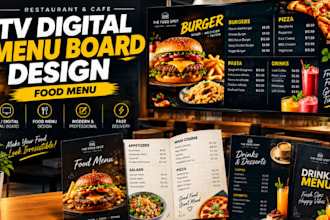 design restaurant menu design, menu board, digital menu board for restaurant