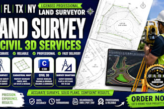 ct fl tx ny land surveyor civil 3d survey cadastral map survey drafting