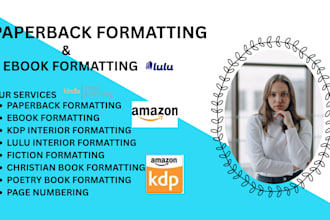 book formatting, ebook formatting, paperback formatting and layout des