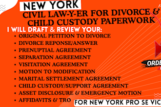 do new york prenuptial agreement, child custody, divorce petition for family law