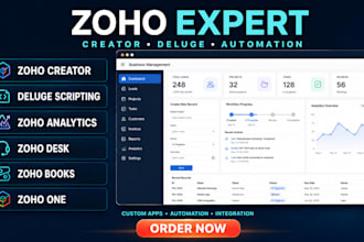 build custom zoho creator, deluge scripting, analytics, desk and zoho one