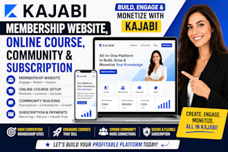 design kajabi membership website, online course, community and subscription