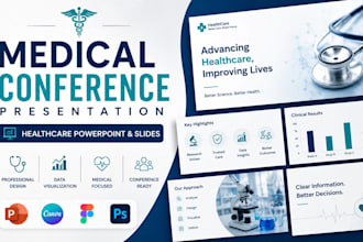 design medical conference presentation, healthcare powerpoint and slides