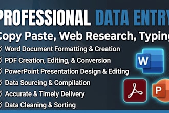 do professional data entry word document copy paste and typing