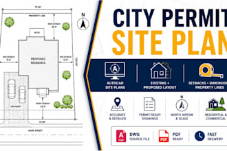 draw site plan, site grading plan, storm water drainage plan for city permit