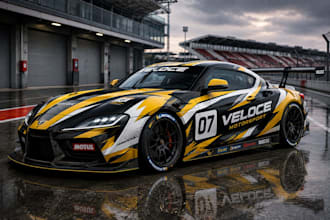 design custom racing car livery, motorsport wrap and vehicle graphics