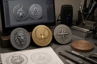 create 3d coin model stl file bas relief medallion pendant cnc for 3d printing