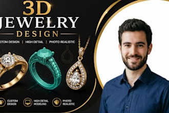 do 3d cad jewelry design, jewelry cad modeling, custom rings for 3d rendering