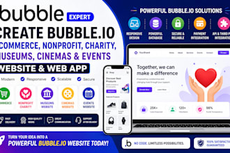 create bubble io ecommerce app nonprofit charity museums cinemas events website