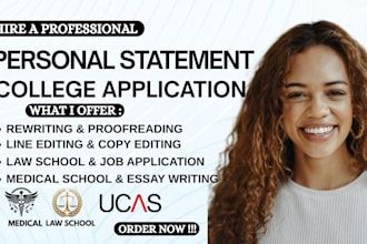 edit proofread personal statement, statement of purpose, college admission essay