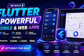 develop fix flutterflow flutter mobile app for ios android, webapp adalo bubble