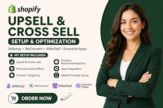 setup shopify upsell and cross sell selleasy  reconvert aftersell essential apps