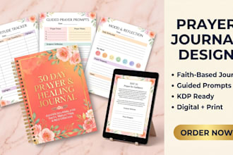 design faith based prayer, sobriety, grief or healing journal design