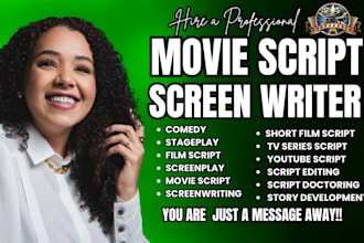 write children movie script, screenplay, film script video script or stage play