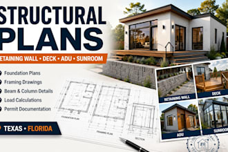 design structural plans retaining wall deck adu sunroom permit texas florida