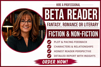 beta read fantasy romance thriller psychology or literary fiction novel